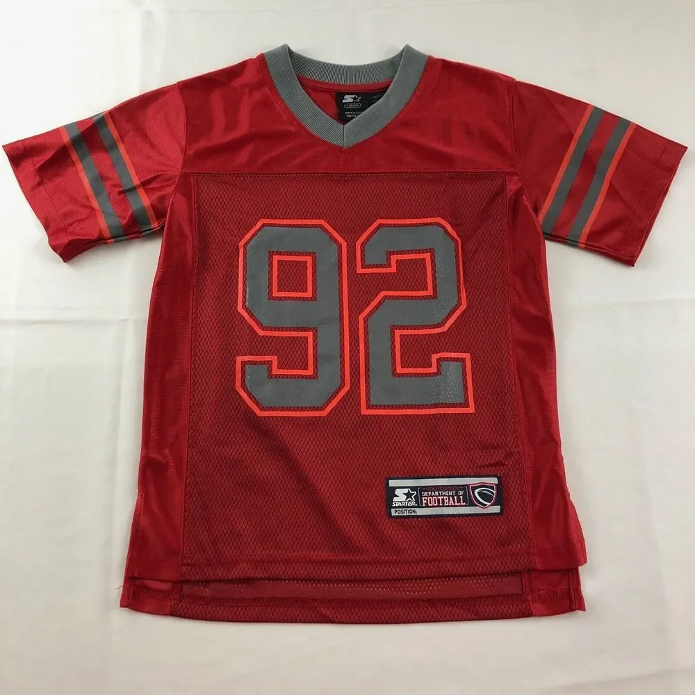 Starter Brand Department Of Football Jersey Youth‎ Size L 10/12 Red Grey